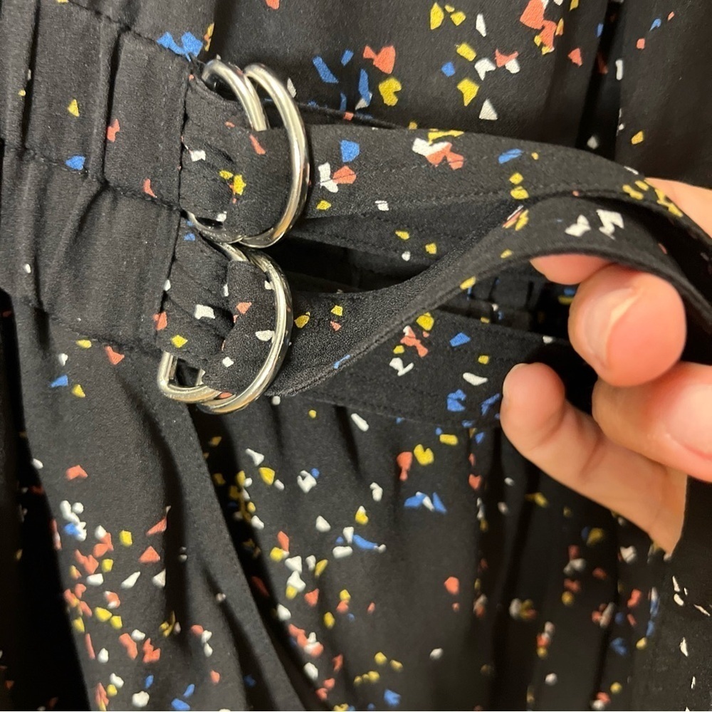 A.L.C Samantha Midi Black Dress with Multicolor Speckles, long Sleeve, 100% silk - Picture 9 of 16